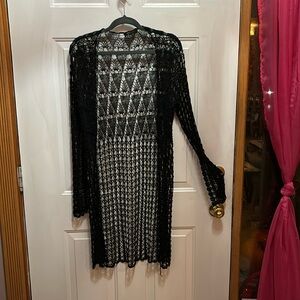 Long sleeved black cardigan sweater